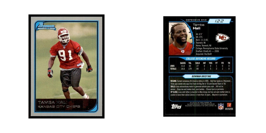 2006 Bowman Tamba Hali Football Cards #122