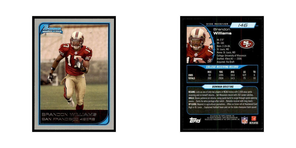 2006 Bowman Brandon Williams Football Cards #146