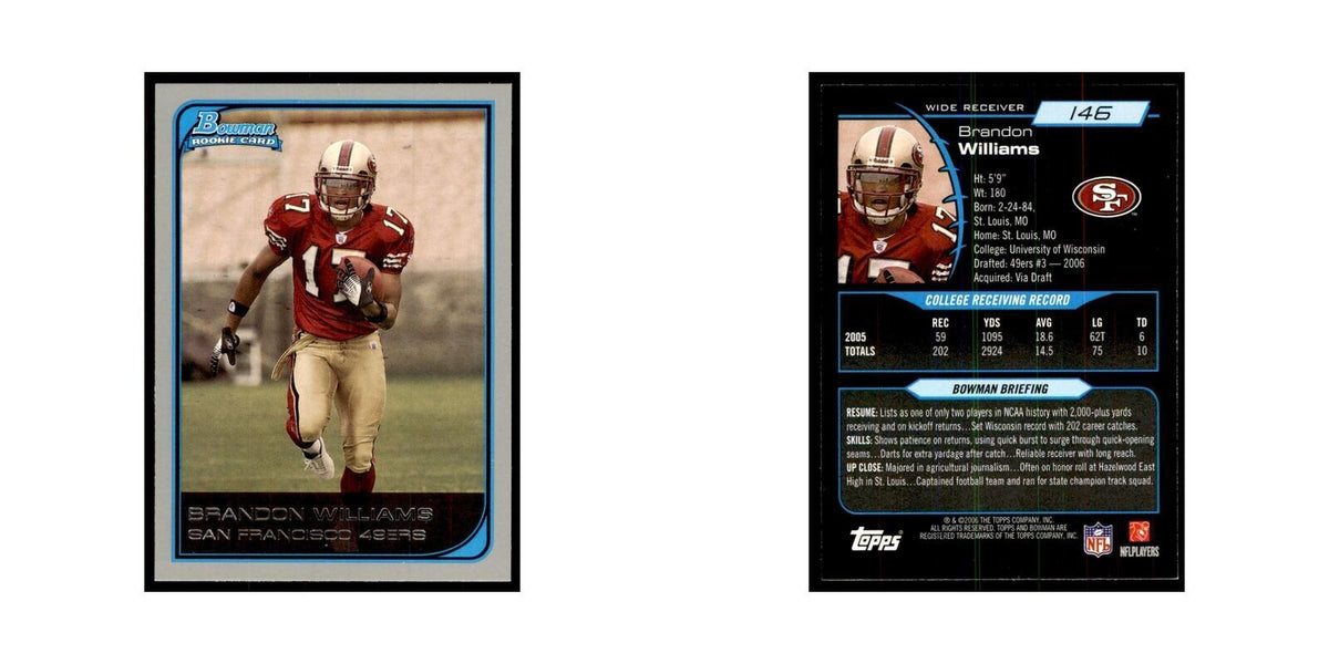 2006 Bowman Brandon Williams Football Cards #146