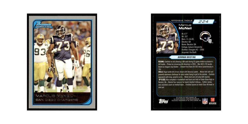 2006 Bowman Marcus McNeill Football Cards #224