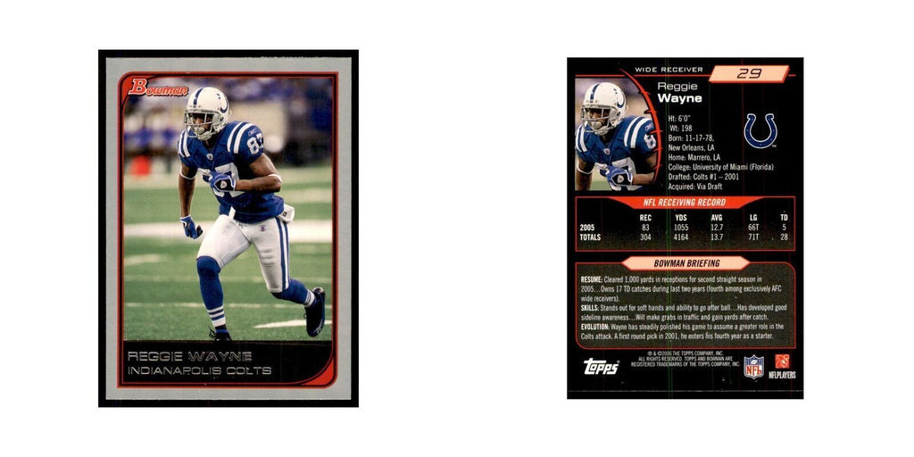 2006 Bowman Reggie Wayne Football Cards #29