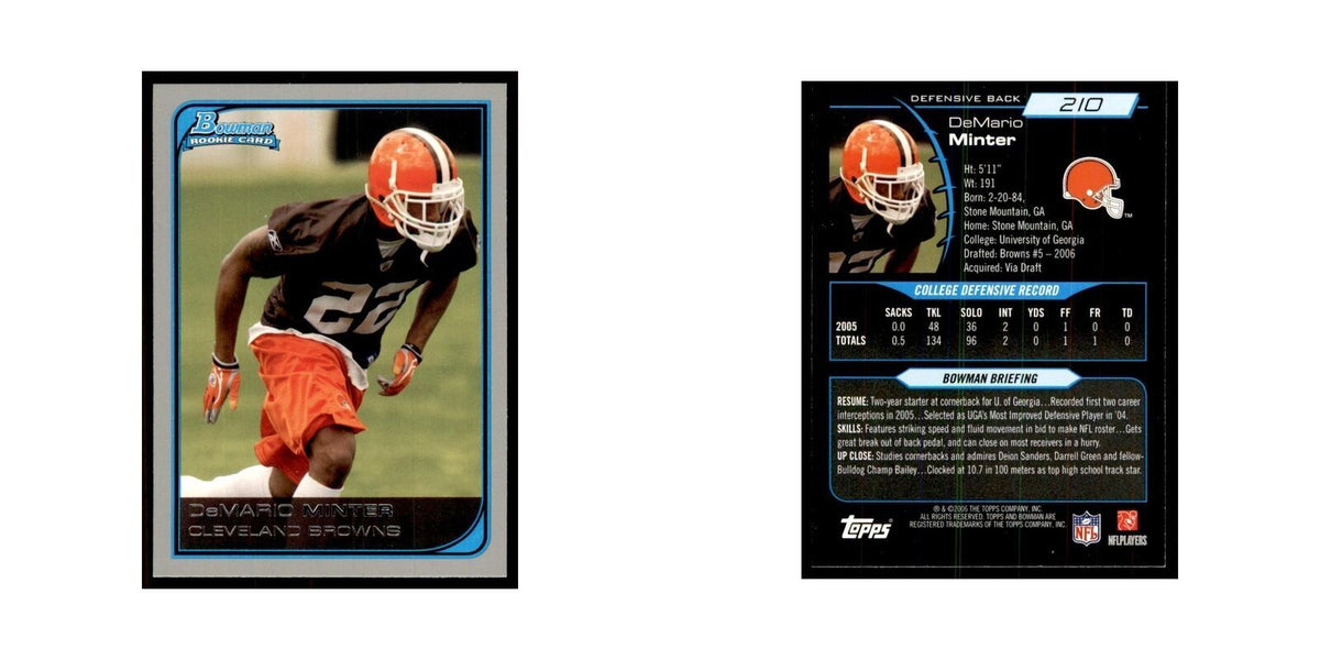 2006 Bowman Demario Minter Football Cards #210