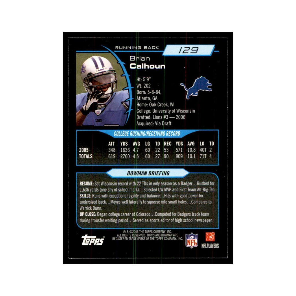 2006 Bowman Brian Calhoun Football Cards #129