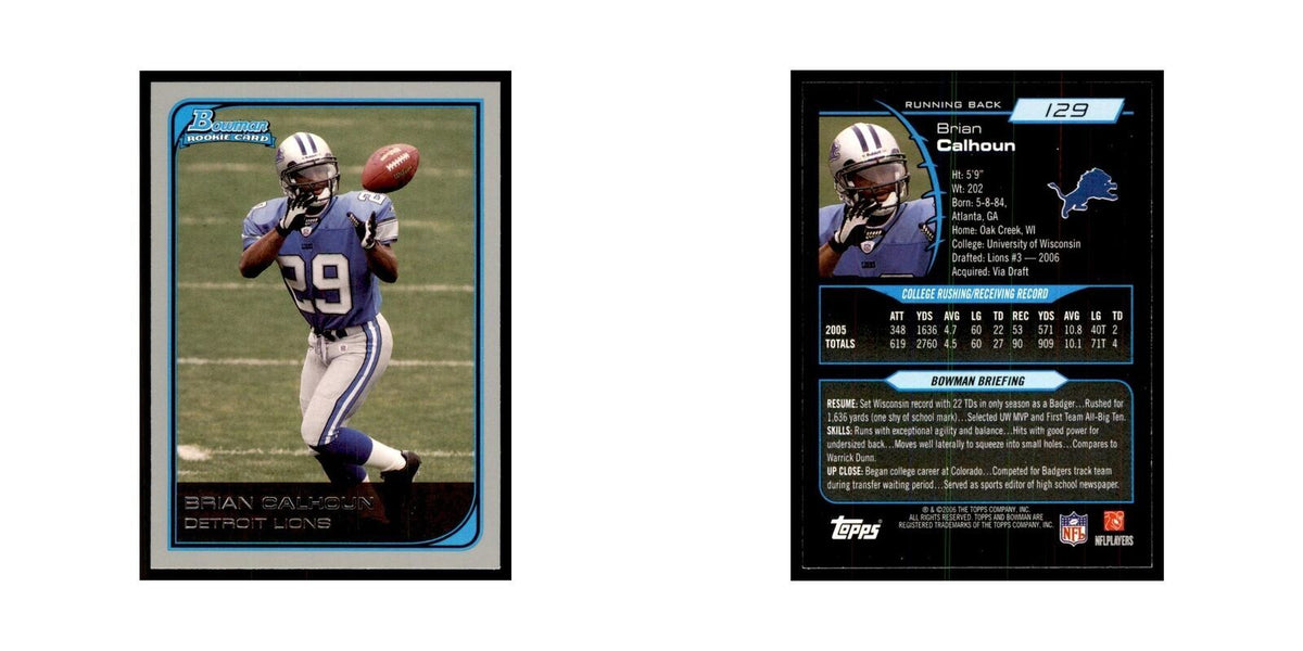 2006 Bowman Brian Calhoun Football Cards #129