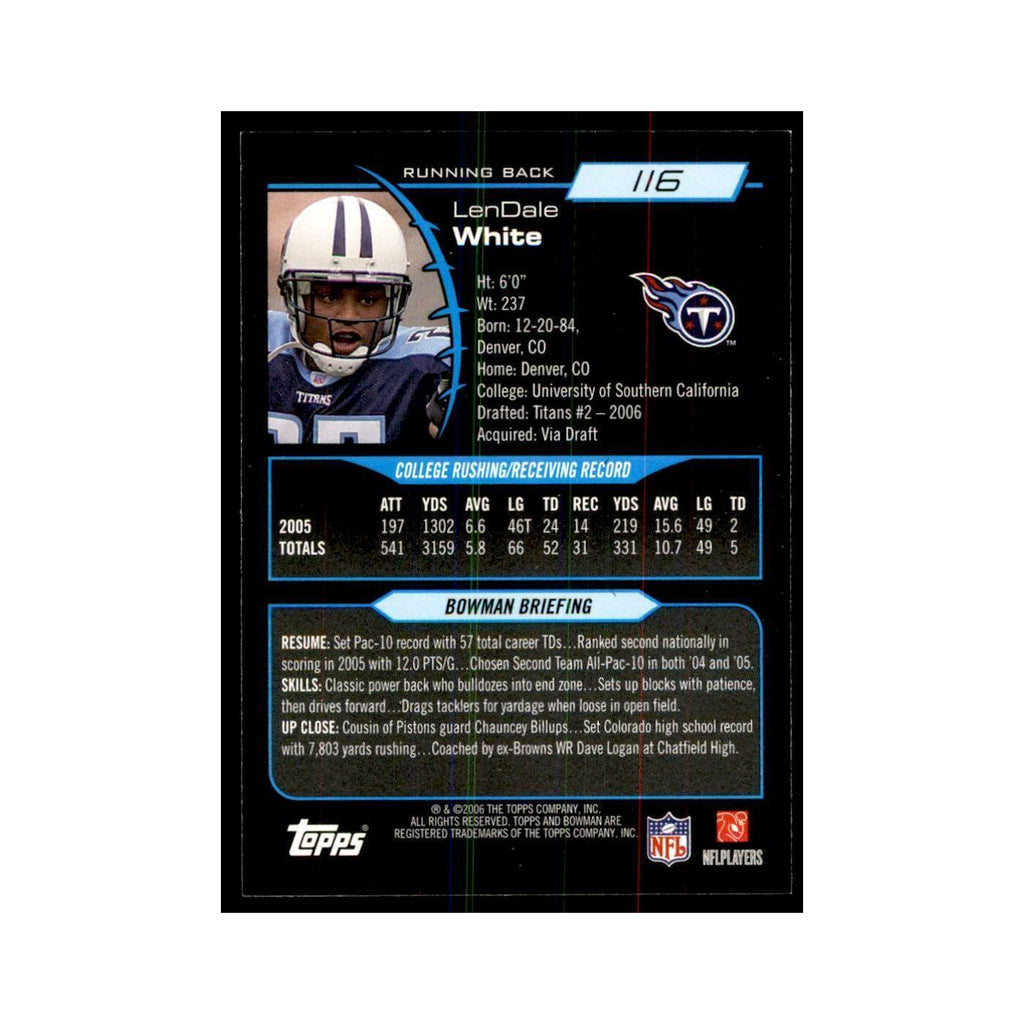 2006 Bowman LenDale White Football Cards #116