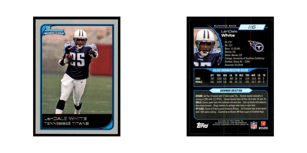 2006 Bowman LenDale White Football Cards #116
