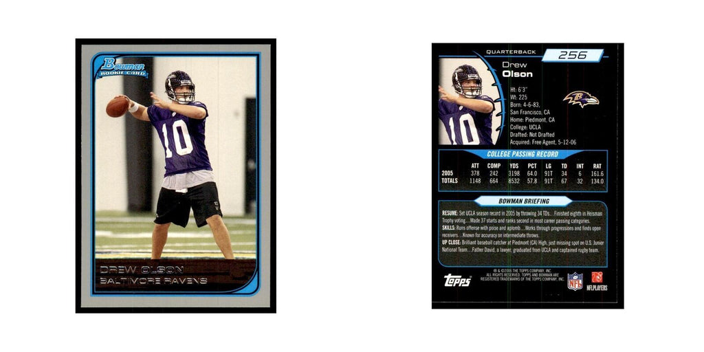 2006 Bowman Drew Olson Football Cards #256