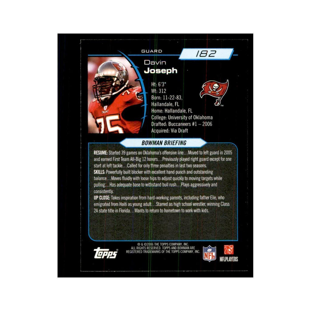 2006 Bowman Davin Joseph Football Cards #182