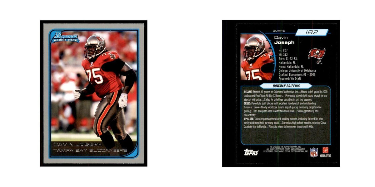 2006 Bowman Davin Joseph Football Cards #182