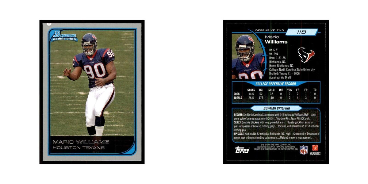 2006 Bowman Mario Williams Football Cards #118