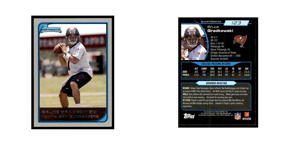 2006 Bowman Bruce Gradkowski Football Cards #123