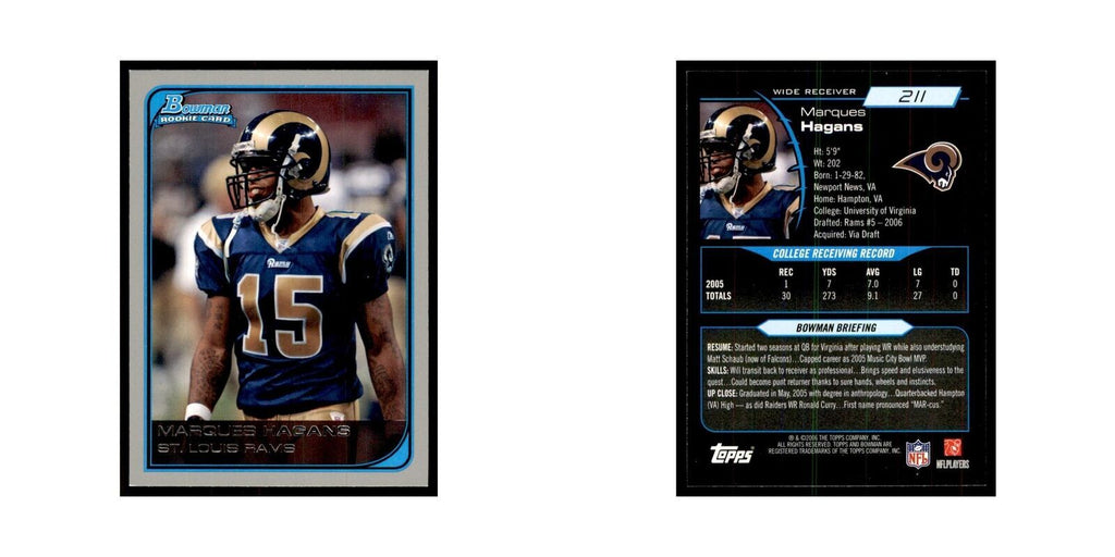 2006 Bowman Marques Hagans Football Cards #211