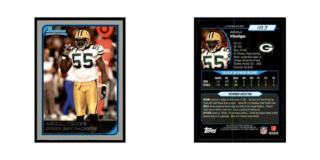 2006 Bowman Abdul Hodge Football Cards #183