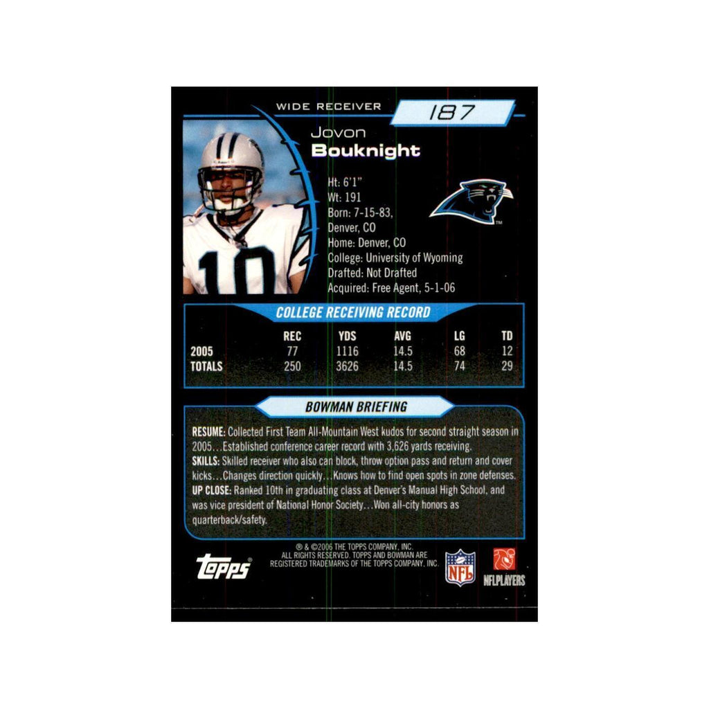 2006 Bowman Jovon Bouknight Football Cards #187