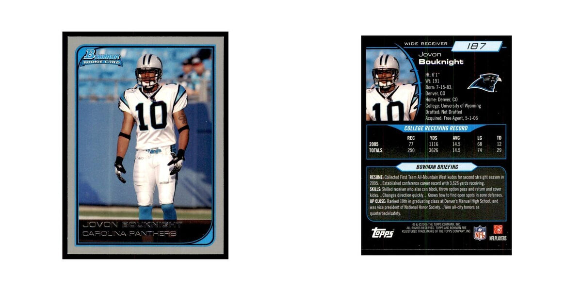 2006 Bowman Jovon Bouknight Football Cards #187
