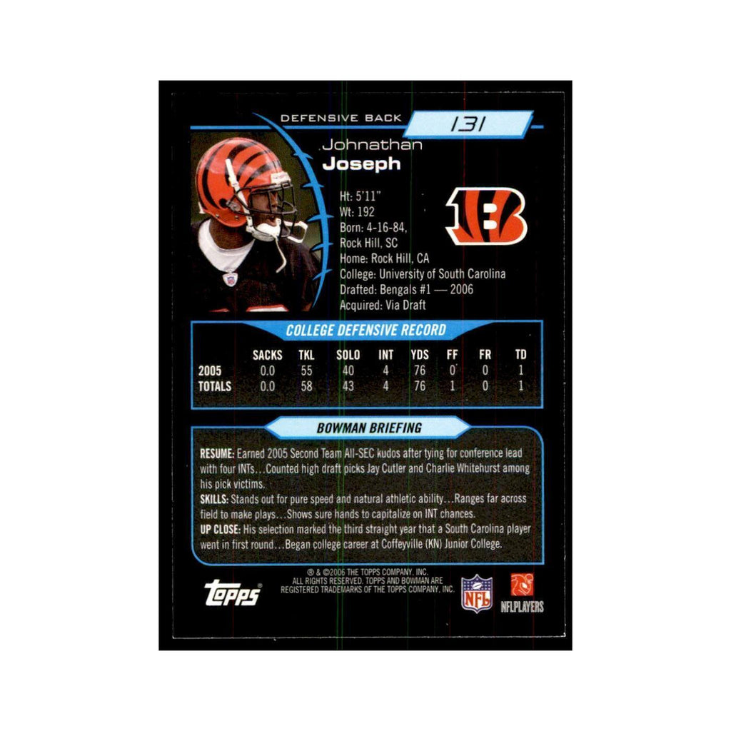 2006 Bowman Johnathan Joseph Football Cards #131