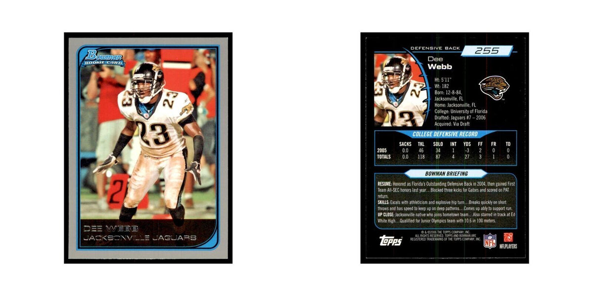 2006 Bowman Dee Webb Football Cards #255
