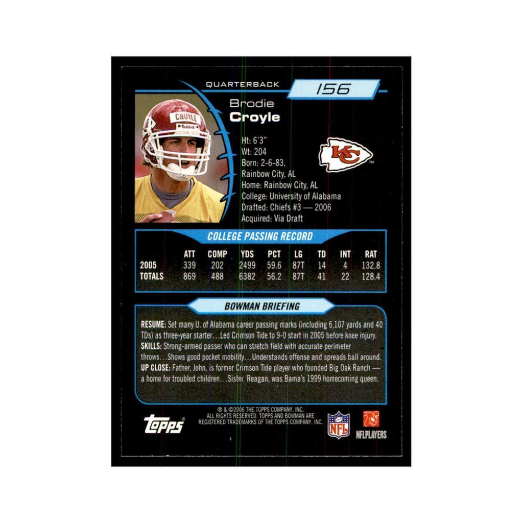 2006 Bowman Brodie Croyle Football Cards #156