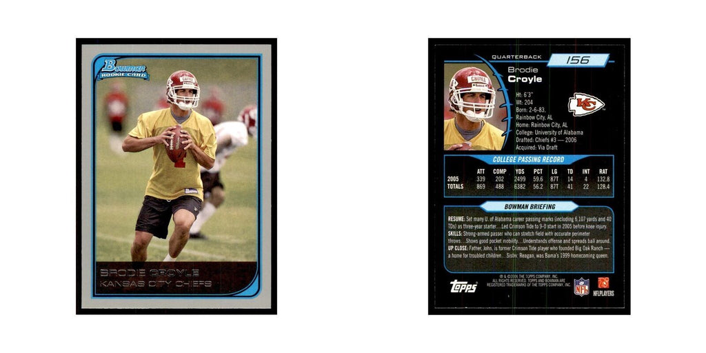2006 Bowman Brodie Croyle Football Cards #156