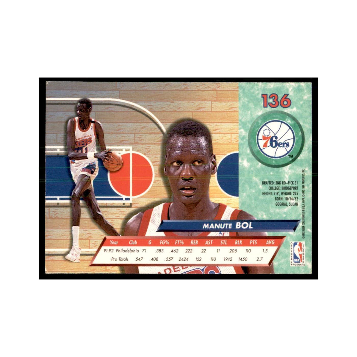 1992 Fleer Ultra Manute Bol Basketball Cards #136