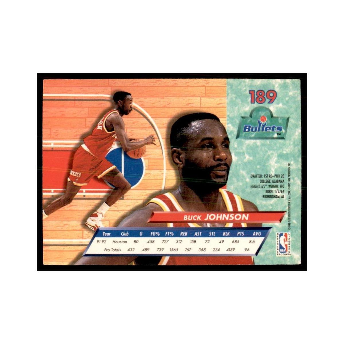 1992 Fleer Ultra Buck Johnson Basketball Cards #189