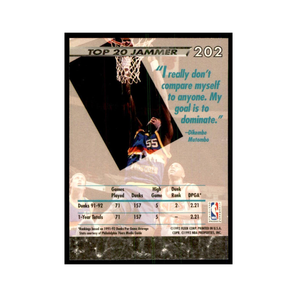 1992 Fleer Ultra Dikembe Mutombo Basketball Cards #202