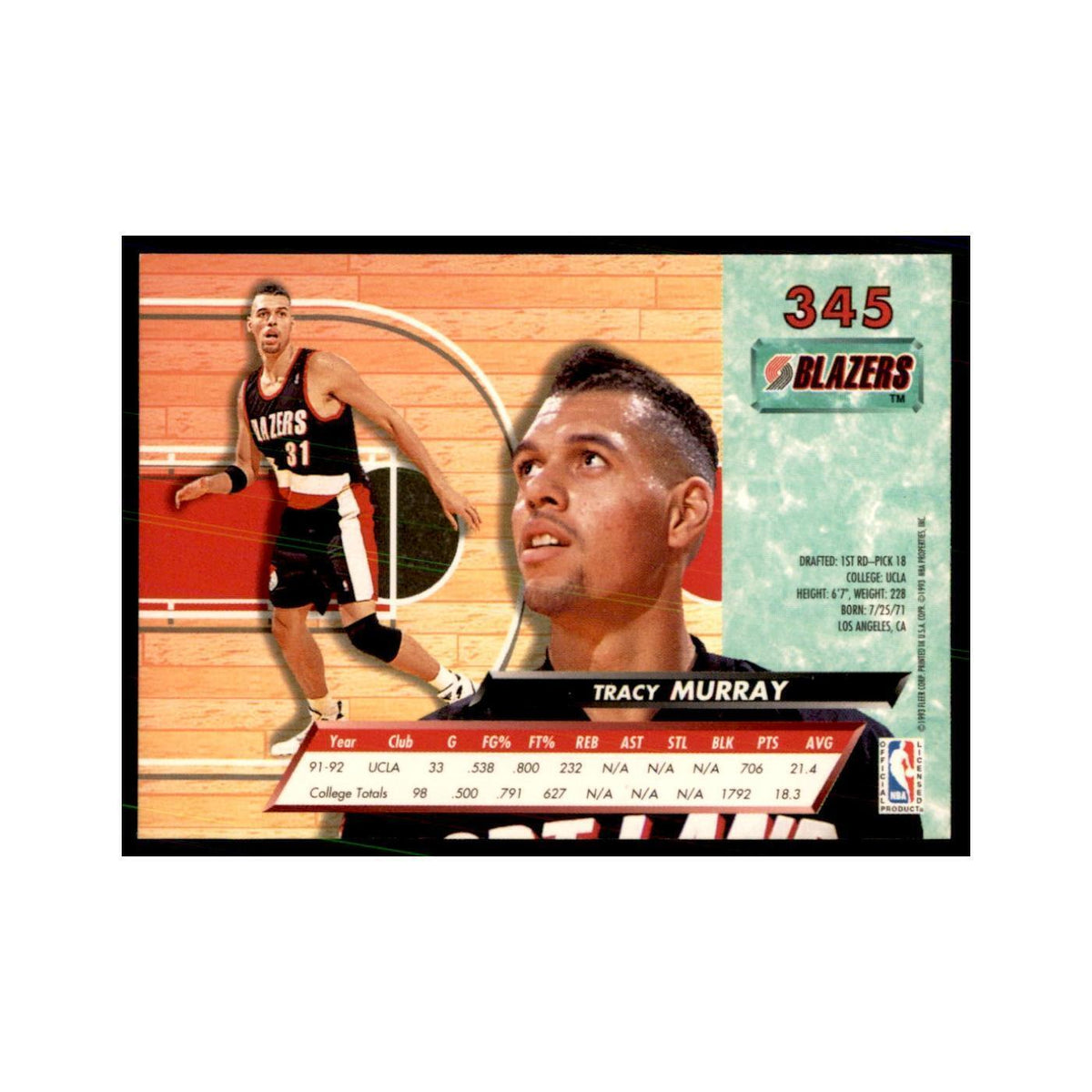 1992 Fleer Ultra Tracy Murray RC Basketball Cards #345