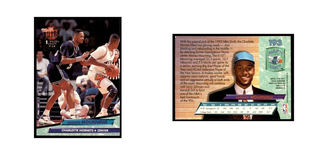 1992 Fleer Ultra Alonzo Mourning Basketball Cards #193
