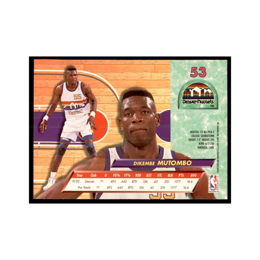 1992 Fleer Ultra Dikembe Mutombo Basketball Cards #53