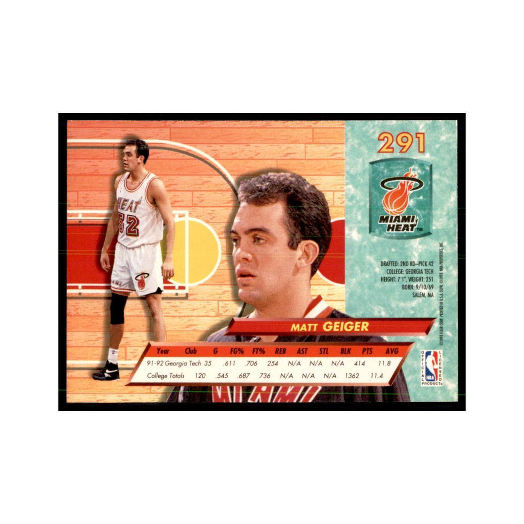 1992 Fleer Ultra Matt Geiger RC Basketball Cards #291