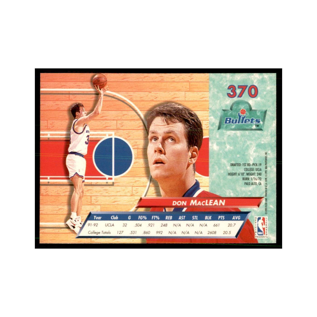 1992 Fleer Ultra Don MacLean RC Basketball Cards #370