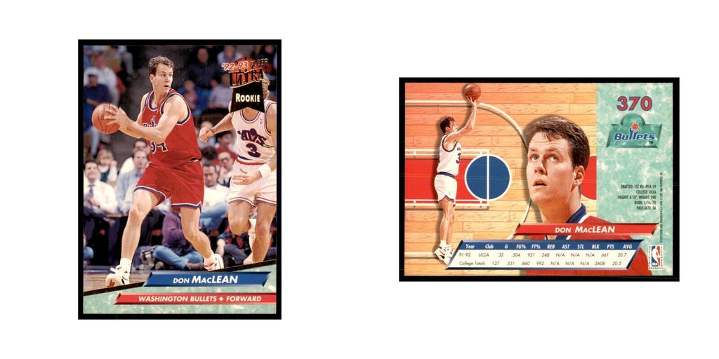 1992 Fleer Ultra Don MacLean RC Basketball Cards #370