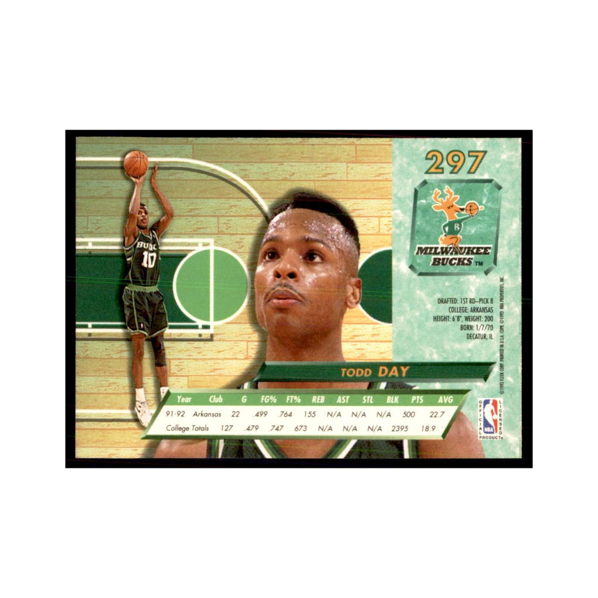 1992 Fleer Ultra Todd Day RC Basketball Cards #297