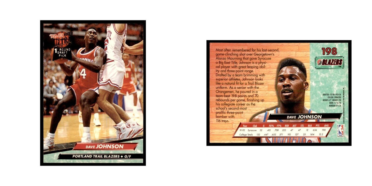 1992 Fleer Ultra Dave Johnson Basketball Cards #198
