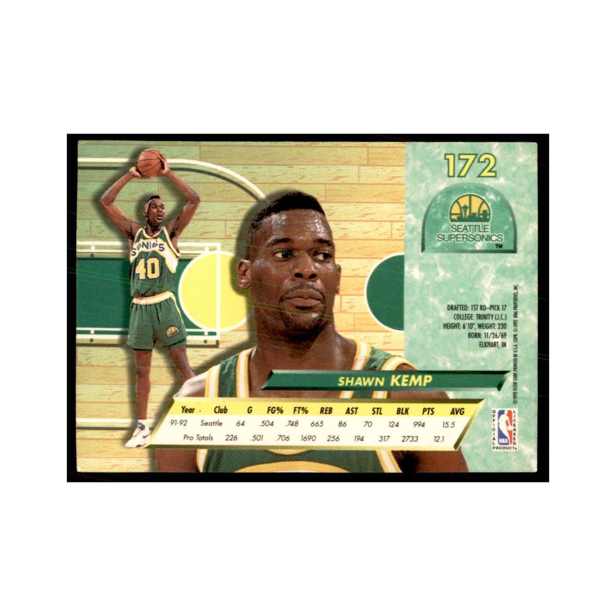 1992 Fleer Ultra Shawn Kemp Basketball Cards #172