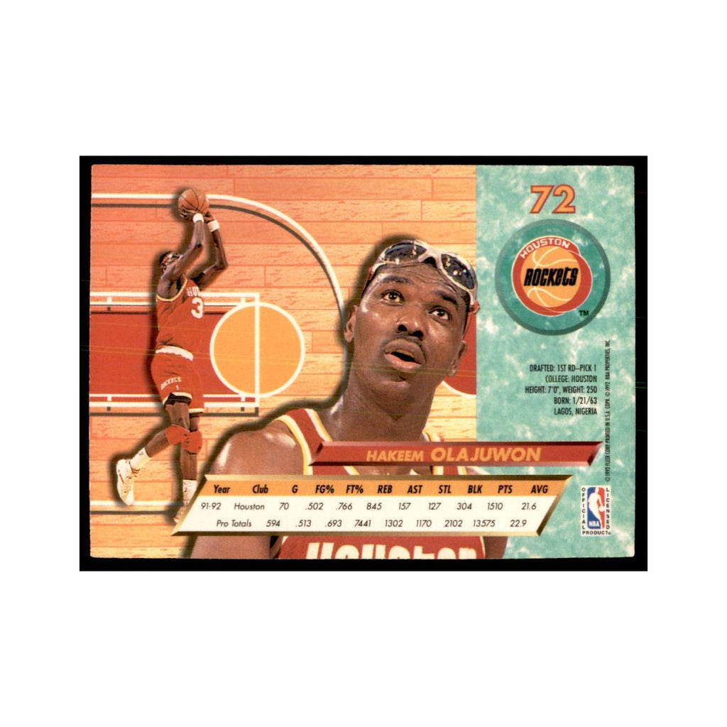 1992 Fleer Ultra Hakeem Olajuwon Basketball Cards #72