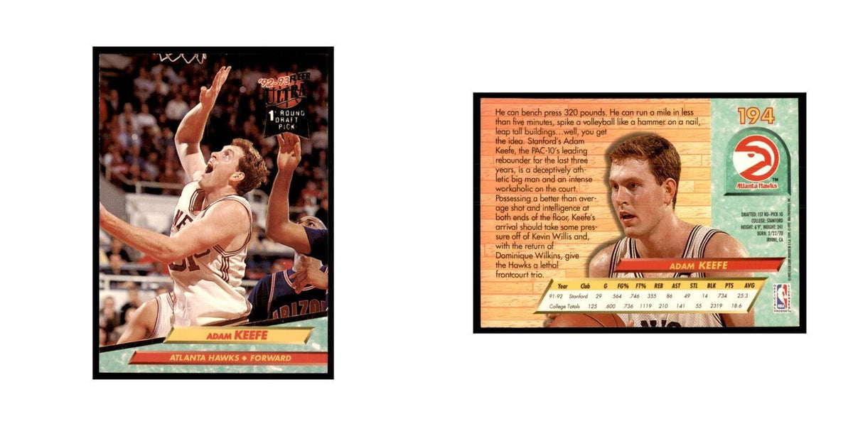 1992 Fleer Ultra Adam Keefe Basketball Cards #194