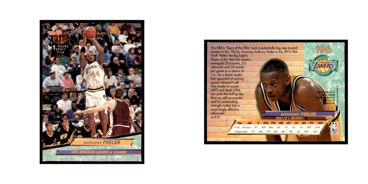1992 Fleer Ultra Anthony Peeler Basketball Cards #196