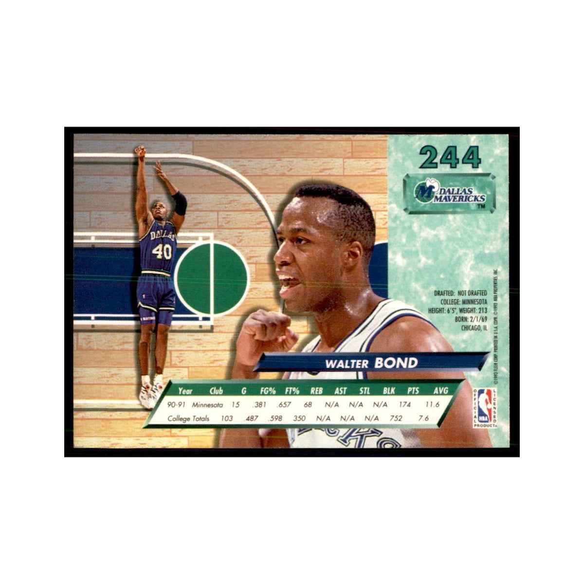 1992 Fleer Ultra Walter Bond RC Basketball Cards #244