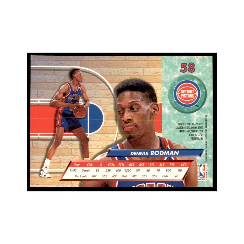 1992 Fleer Ultra Dennis Rodman Basketball Cards #58
