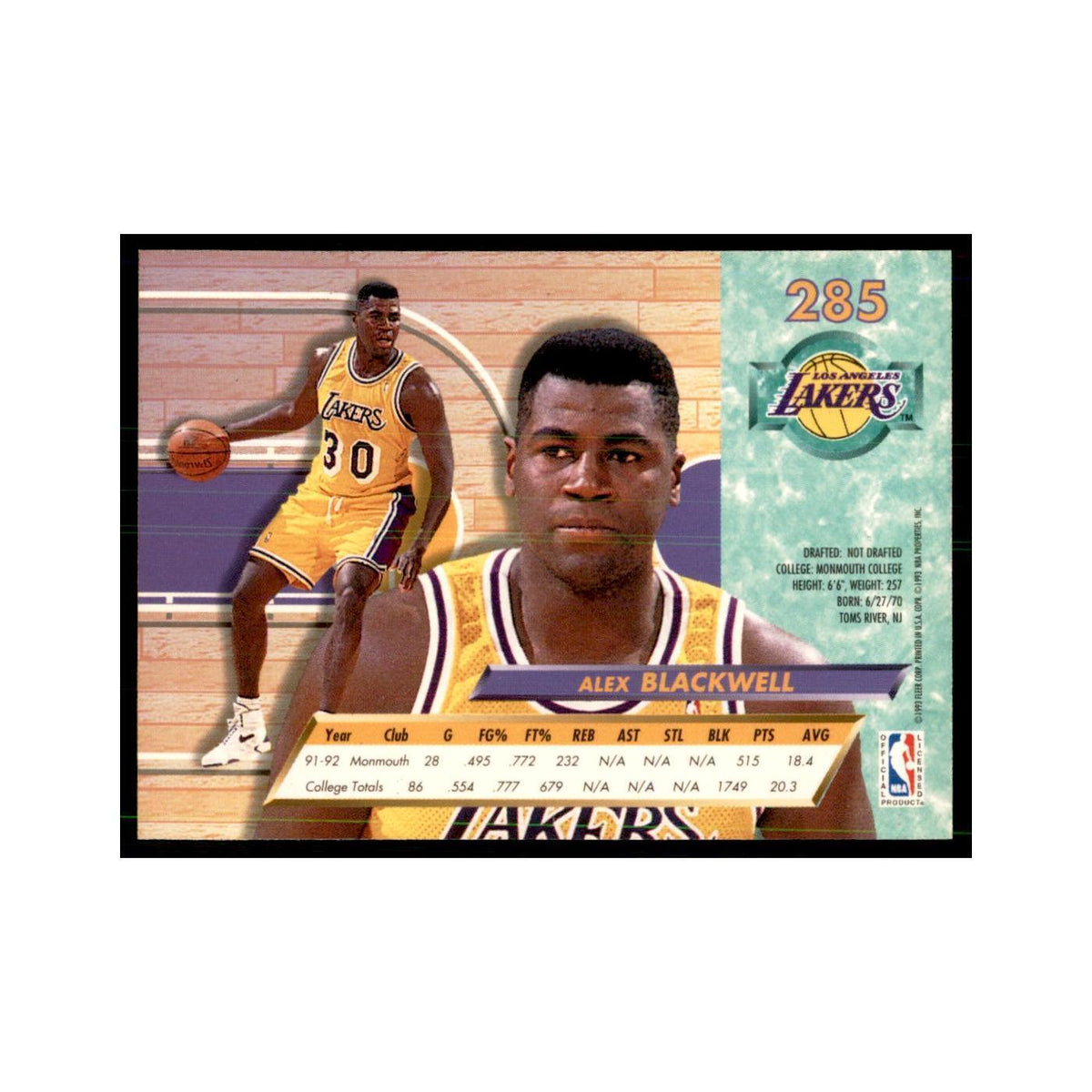 1992 Fleer Ultra Alex Blackwell RC Basketball Cards #285