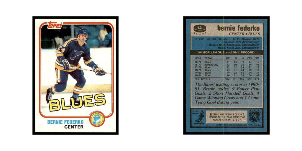 1981 Topps Bernie Federko Hockey Cards #12