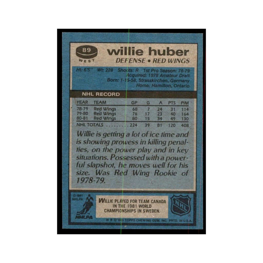 1981 Topps Willie Huber Hockey Cards #W89