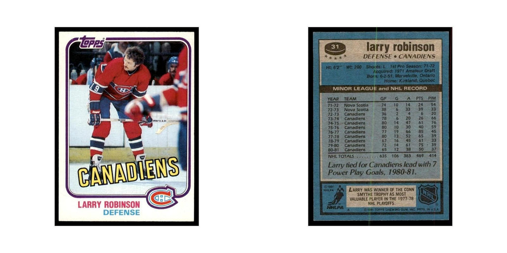 1981 Topps Larry Robinson Hockey Cards #31