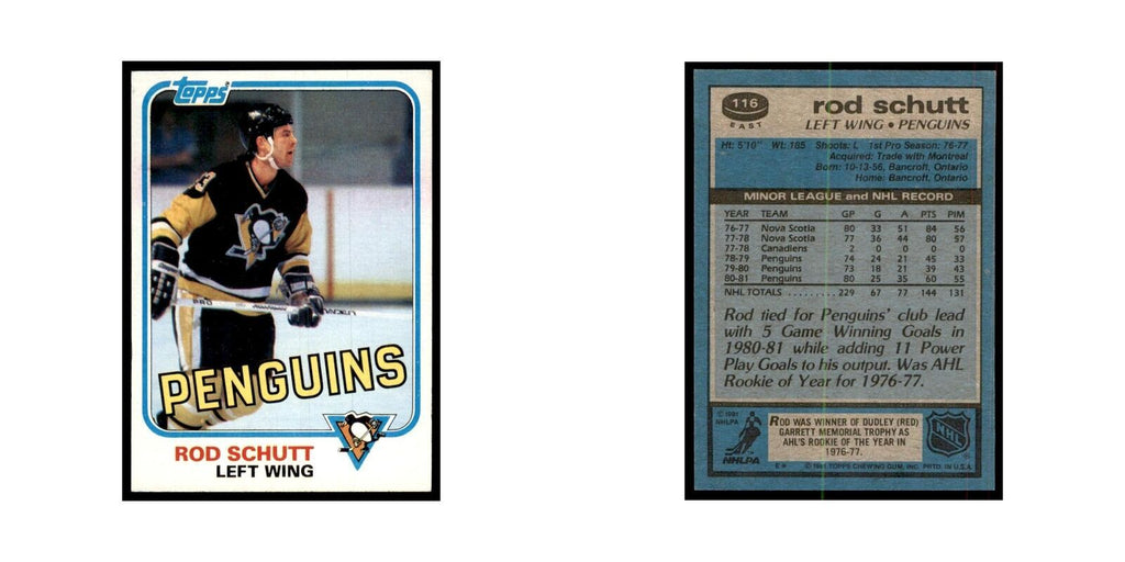 1981 Topps Rod Schutt Hockey Cards #E116