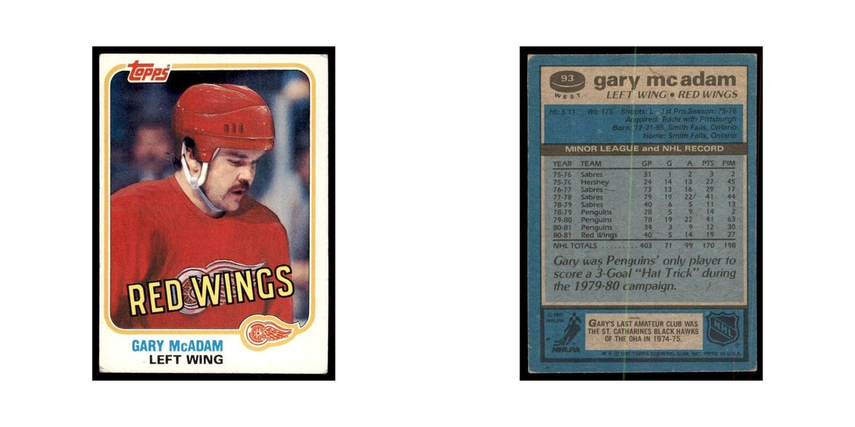 1981 Topps Gary McAdam Hockey Cards #W93
