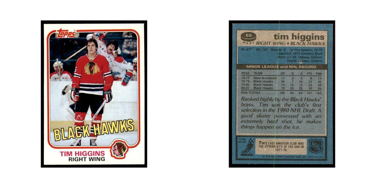 1981 Topps Tim Higgins Hockey Cards #W69