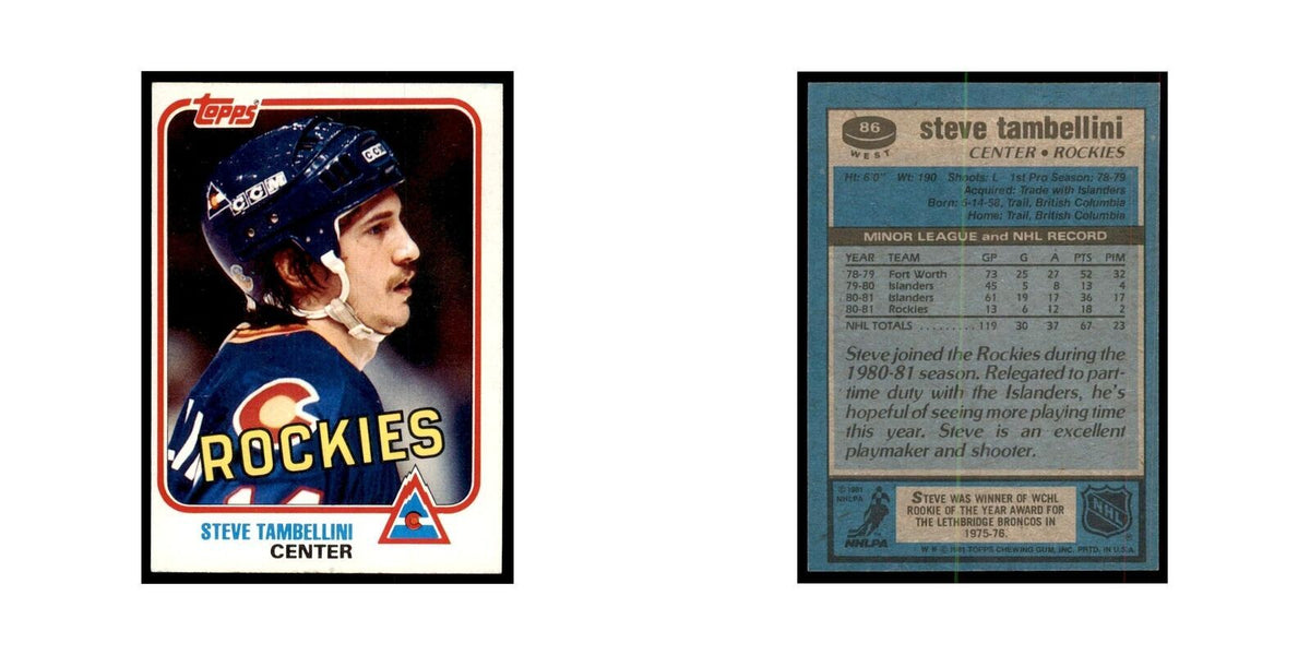 1981 Topps Steve Tambellini Hockey Cards #W86