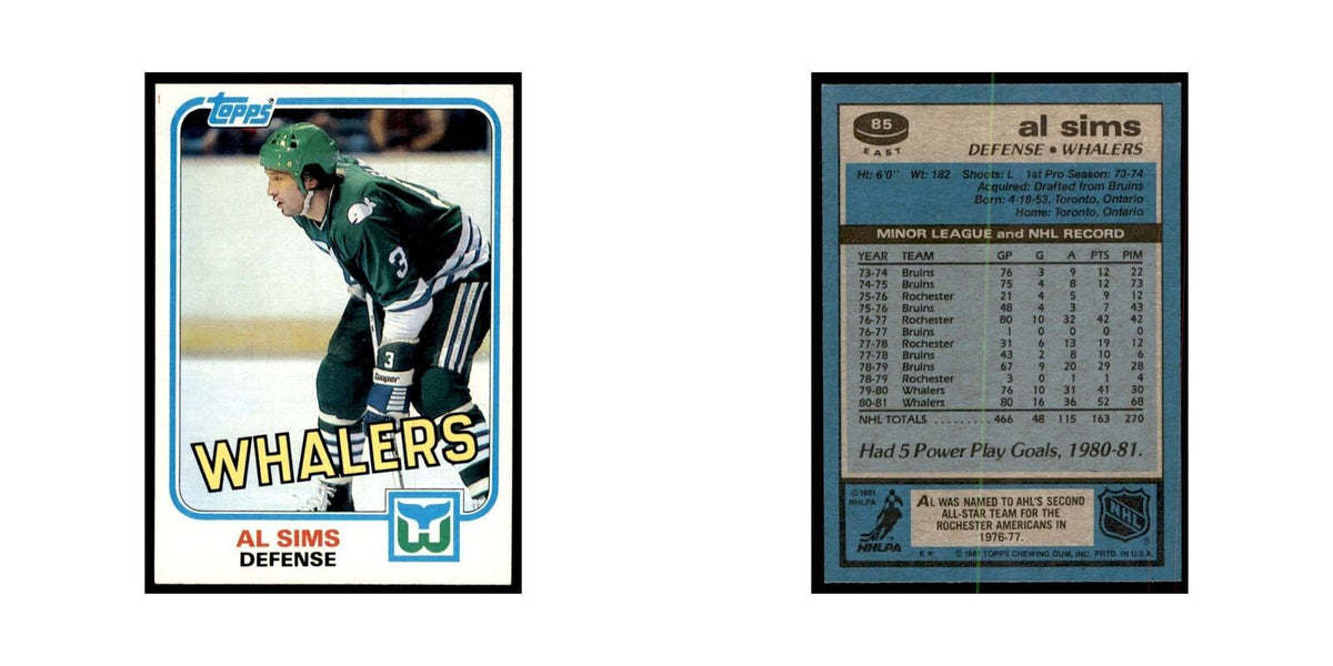 1981 Topps Al Sims Hockey Cards #E85