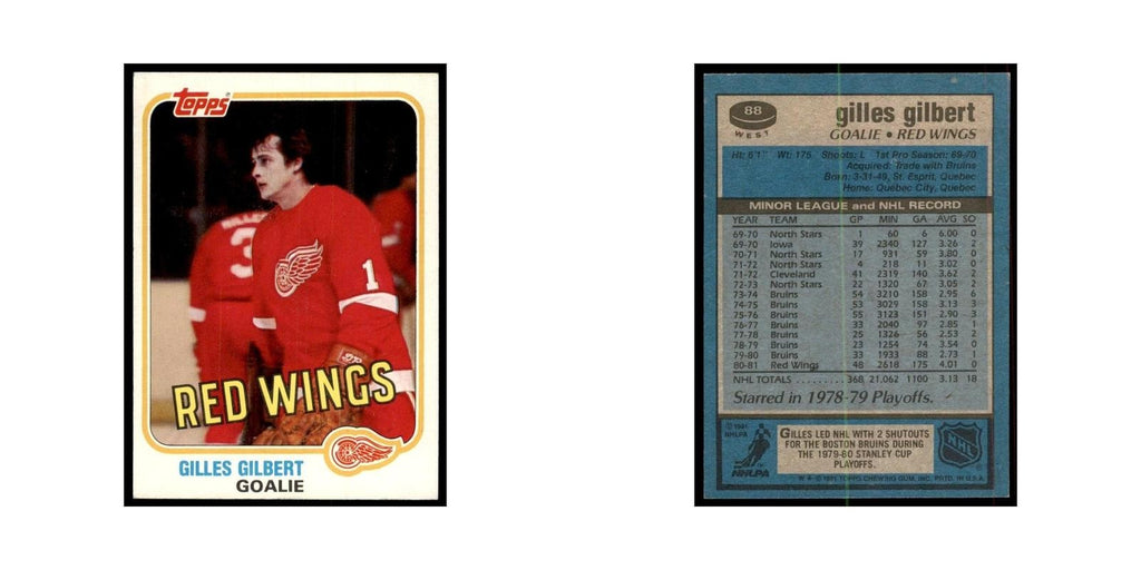 1981 Topps Gilles Gilbert Hockey Cards #W88